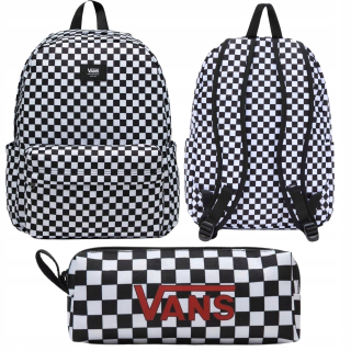 Vans mestský batoh Check Backpack Black-White VN000H4XY281 viacfarebný + peračník Vans PENCIL POUCH-B VN0A7UEPY28 Blk/WhtChk